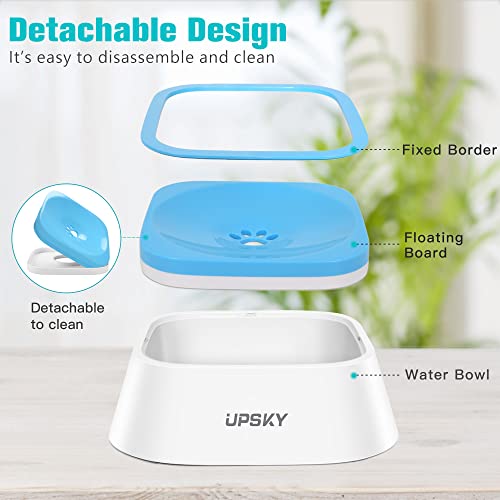 UPSKY No-Spill Pet Water Bowl, Slow Water Feeder, No-Slip Pet Water Dispenser 35oz Feeder Bowl