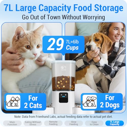 Frienhund Automatic Cat Feeder: Automatic Dog Feeder-7L Auto Cat Food Dispenser