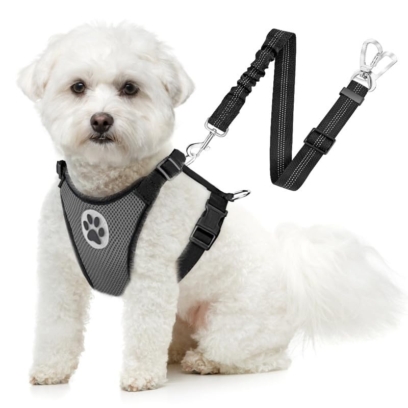 SlowTon Breathable Dog Car Harness and Seat Belt Tether