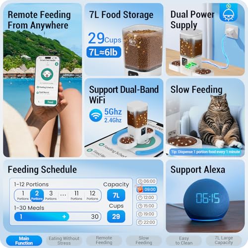 Frienhund Automatic Cat Feeder: Automatic Dog Feeder-7L Auto Cat Food Dispenser