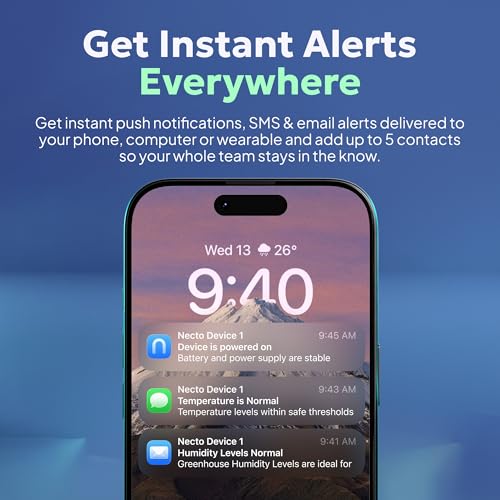Necto RV Pet Temperature Monitor - No WiFi Required - Remote Power Outage & Temp Sensor with App Alerts. Cellular Monitoring System for Car, Home Safety & Server Room