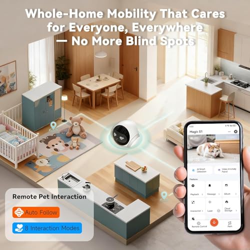 1080P Mobile Pet Camera Robot with Two-Way Audio