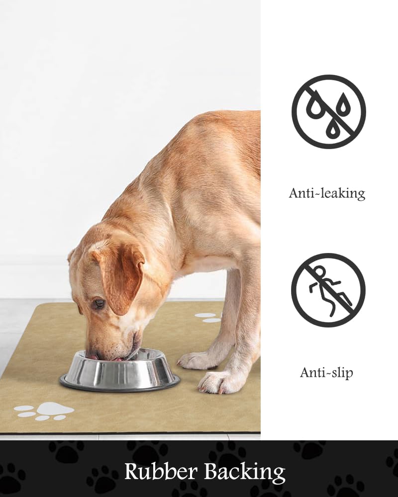 PADOOR Absorbent Pet Feeding Mat for Food and Water Bowls