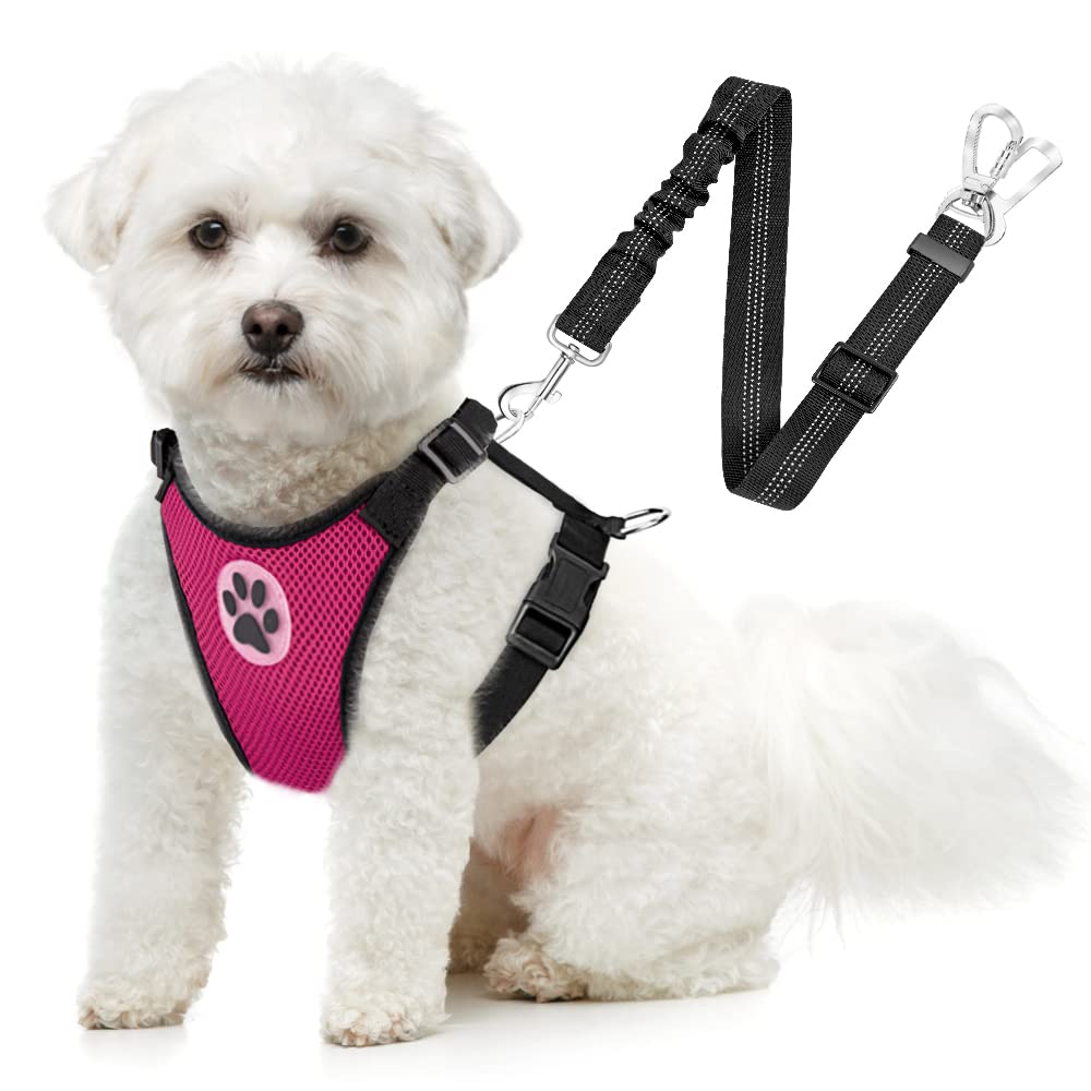 SlowTon Breathable Dog Car Harness and Seat Belt Tether
