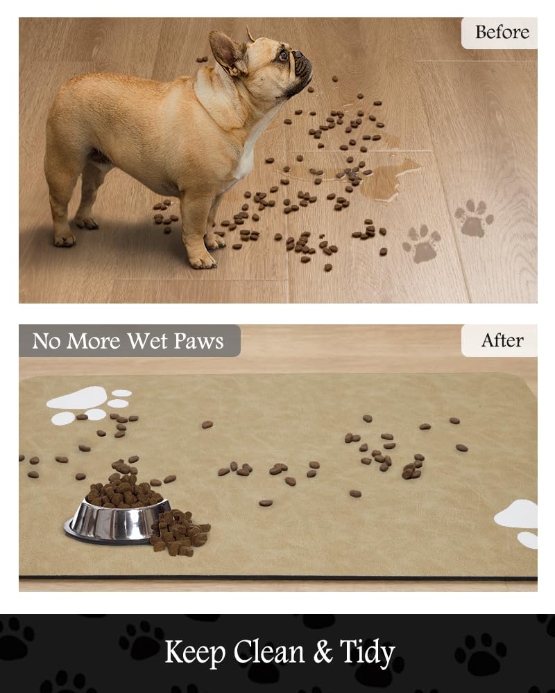 PADOOR Absorbent Pet Feeding Mat for Food and Water Bowls