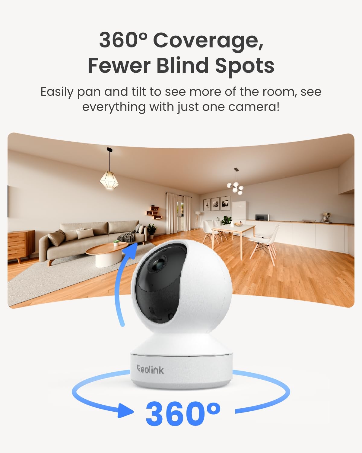 REOLINK 2K Indoor Camera, E1 Plug-in 2.4G WiFi Security Camera Wireless for Baby/Pet Monitor with Phone app, 360 Degree Pet Camera with Person/Pet Detection, Night Vision, 2-Way Audio, Local Storage