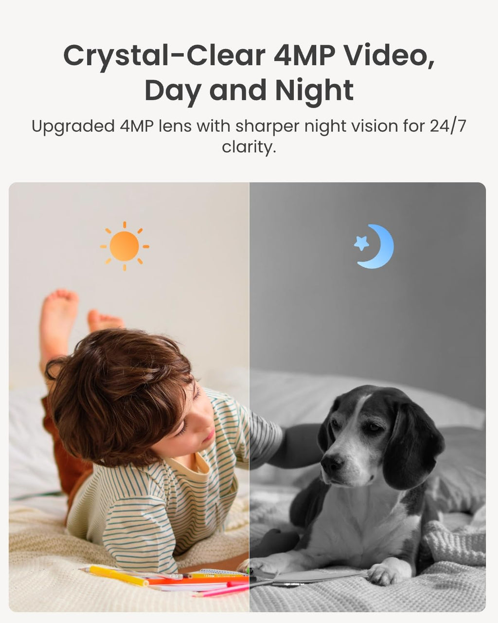 REOLINK 2K Indoor Camera, E1 Plug-in 2.4G WiFi Security Camera Wireless for Baby/Pet Monitor with Phone app, 360 Degree Pet Camera with Person/Pet Detection, Night Vision, 2-Way Audio, Local Storage