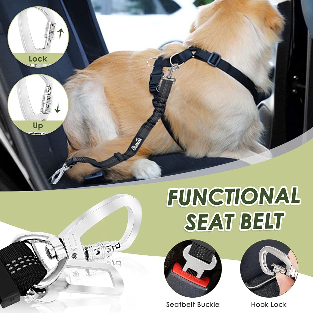 SlowTon Breathable Dog Car Harness and Seat Belt Tether