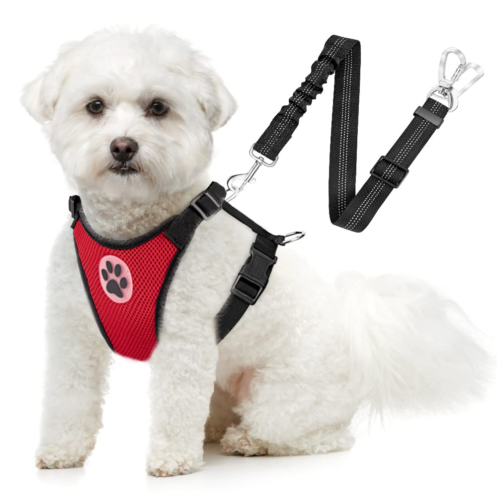 SlowTon Breathable Dog Car Harness and Seat Belt Tether
