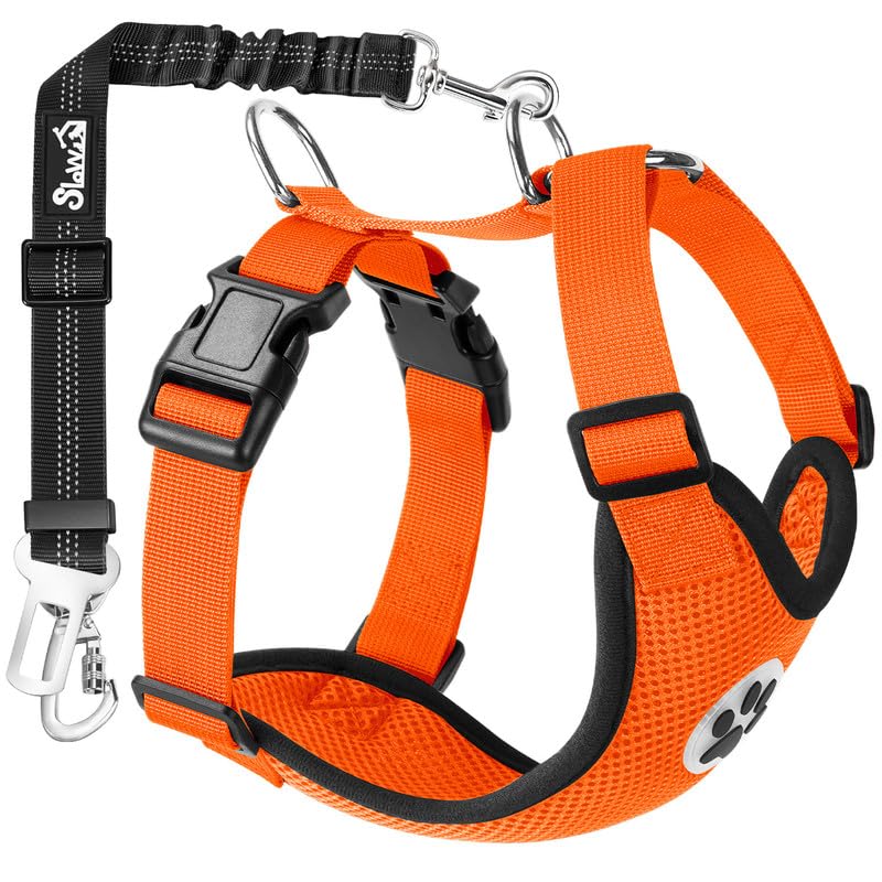 SlowTon Breathable Dog Car Harness and Seat Belt Tether