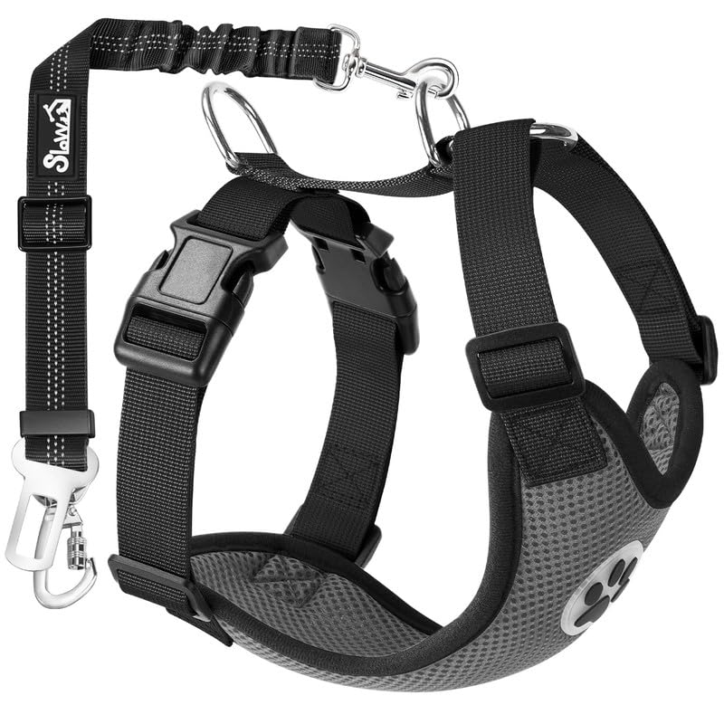 SlowTon Breathable Dog Car Harness and Seat Belt Tether