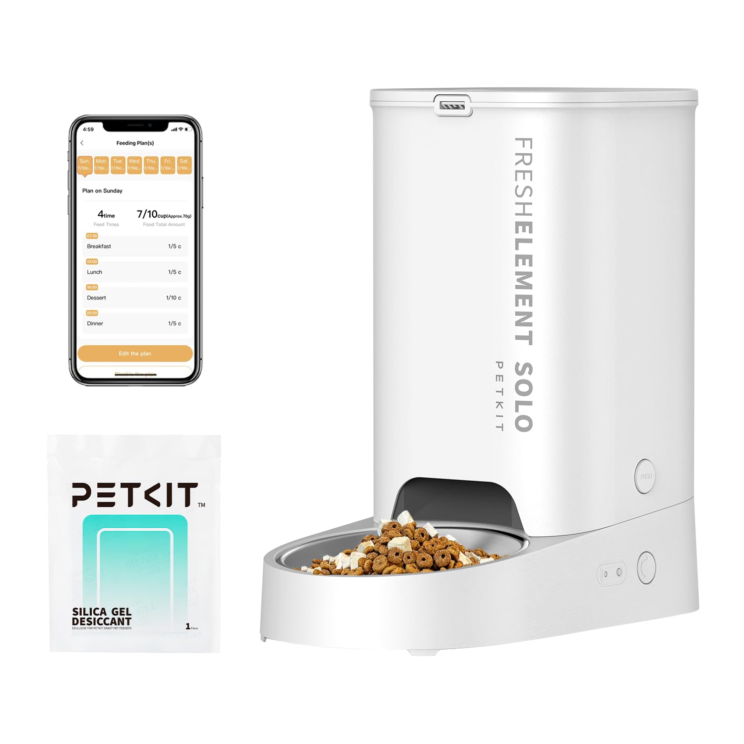 PETKIT Automatic Cat Feeder, 2.4G WiFi Automatic Dog Feeder, App Control Pet Food Dispenser with Triple Fresh-Lock System, Up to 10 Meals Per Day, Schedule Feeding, Food Shortage Alert