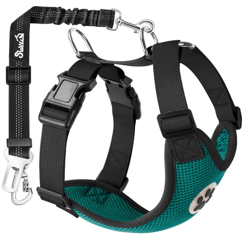 SlowTon Breathable Dog Car Harness and Seat Belt Tether