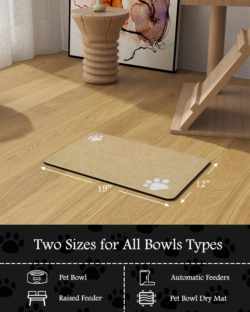 PADOOR Absorbent Pet Feeding Mat for Food and Water Bowls