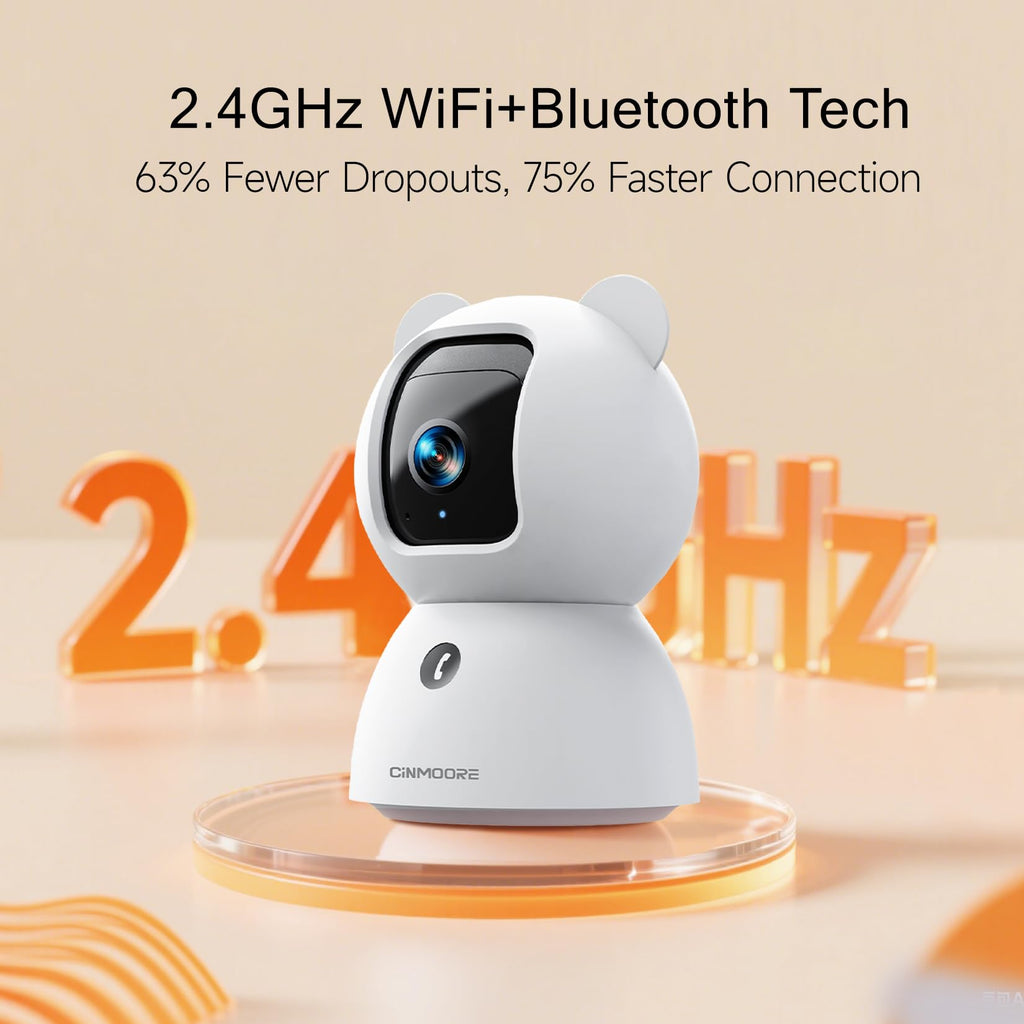 CINMOORE Security Camera Indoor, Non-Subscription AI Person/Pet/Cry Detection