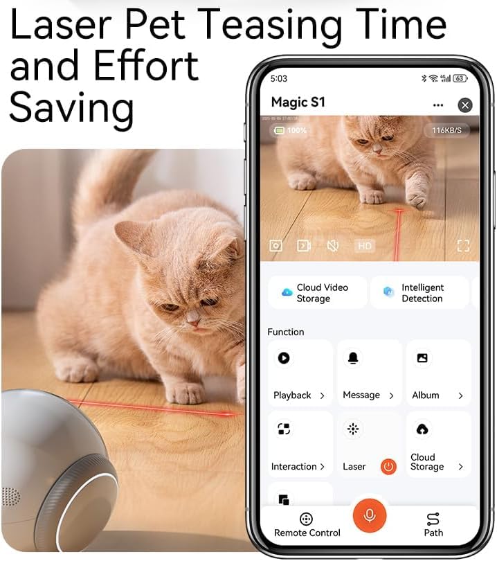1080P Mobile Pet Camera Robot with Two-Way Audio