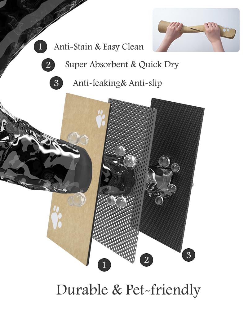 PADOOR Absorbent Pet Feeding Mat for Food and Water Bowls