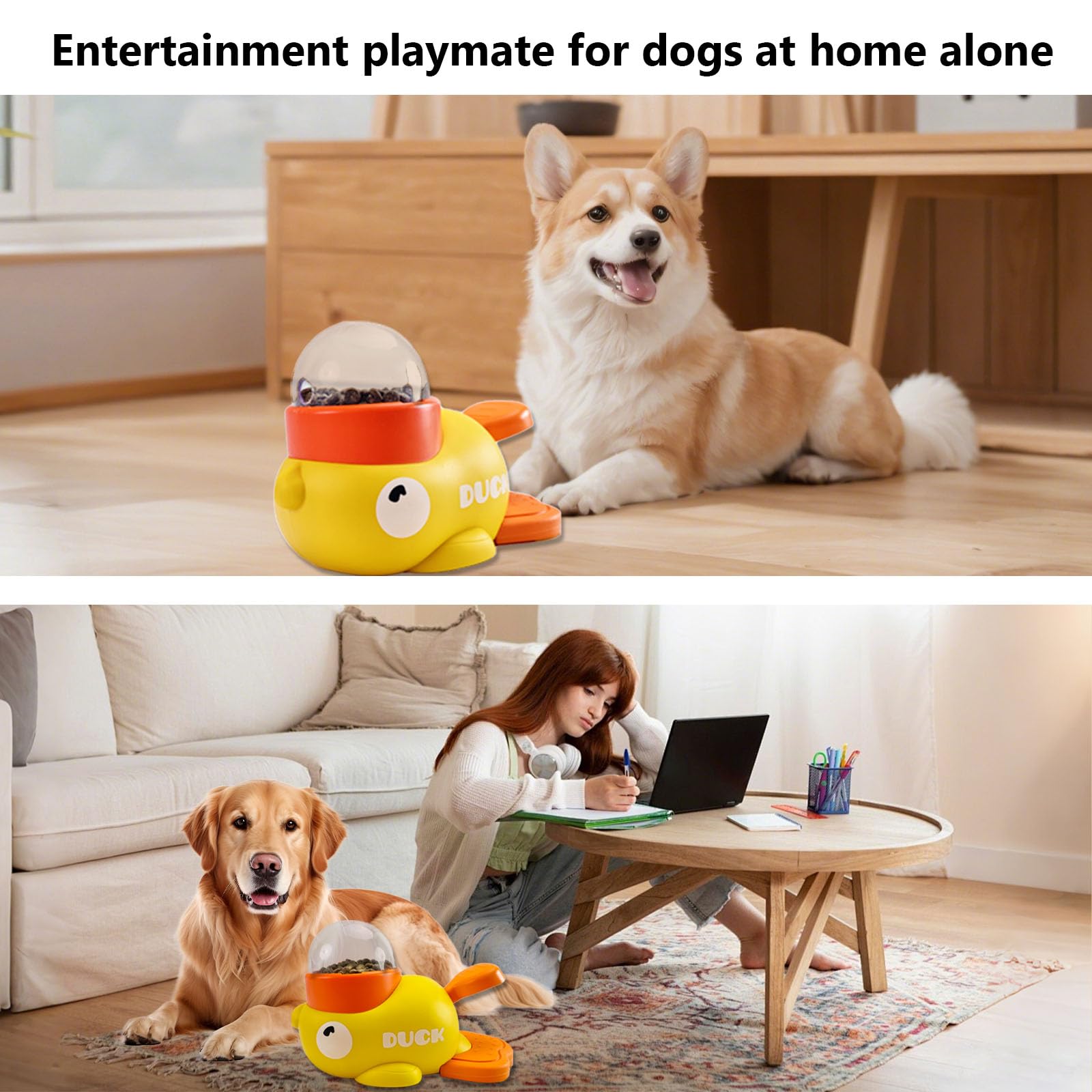 Interactive Duck Treat Puzzle Feeder for Cats and Small Dogs