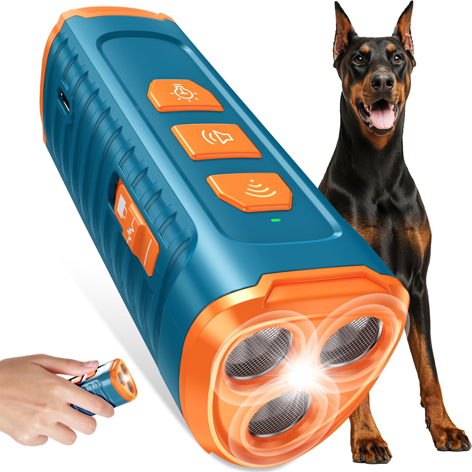 Cbersmg Dog Bark Deterrent Device 3X Anti Barking Device for Dogs, 5 Modes Stop Neighbors Dog Barks No More Safe for All Dogs 50FT Bark Control Indoor Outdoor with Flashlight,Dog Training Device