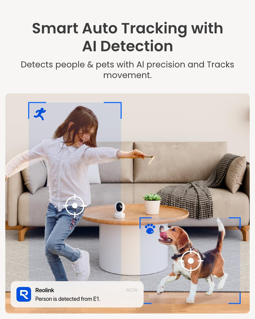 REOLINK 2K Indoor Camera, E1 Plug-in 2.4G WiFi Security Camera Wireless for Baby/Pet Monitor with Phone app, 360 Degree Pet Camera with Person/Pet Detection, Night Vision, 2-Way Audio, Local Storage