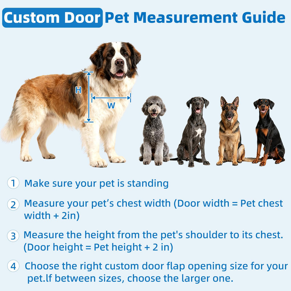 Automatic Dog Door with Doorbell Activation, 2-Flap Electronic Smart Pet Door with Anti-Pinch, No Collar Needed, Aluminum Lockable Weatherproof Telescoping Tunnel for Pets