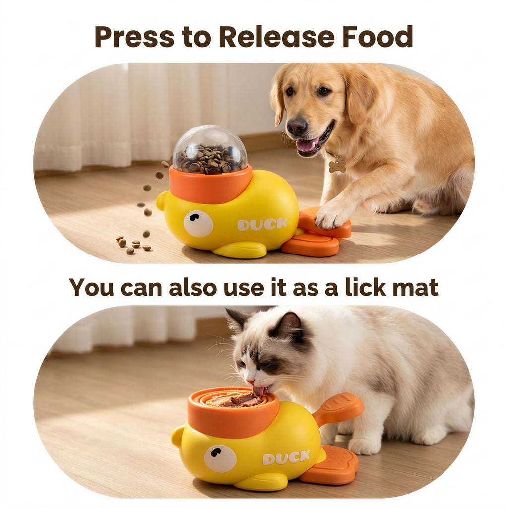 Interactive Duck Treat Puzzle Feeder for Cats and Small Dogs
