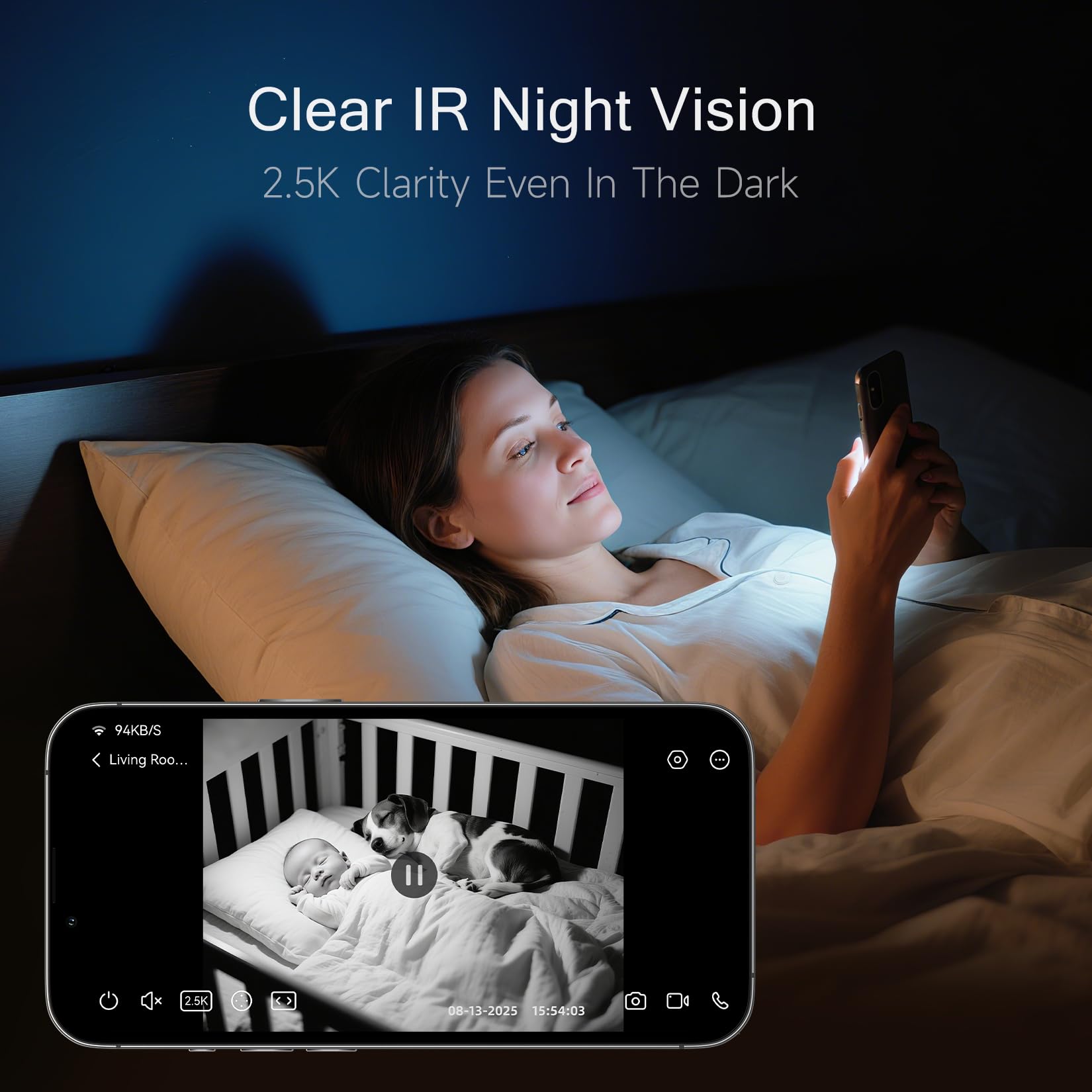 CINMOORE Security Camera Indoor, Non-Subscription AI Person/Pet/Cry Detection