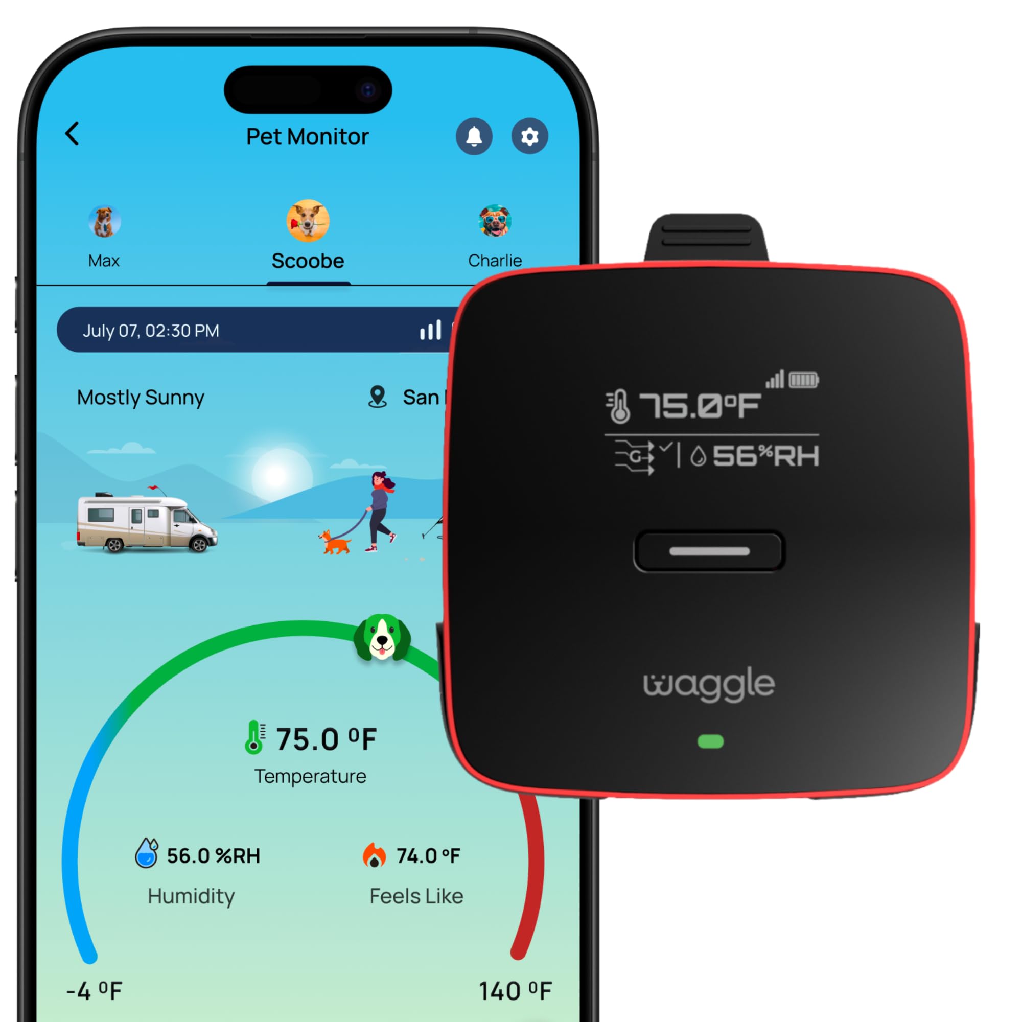Waggle RV Pet Temperature and Humidity Safety Monitor