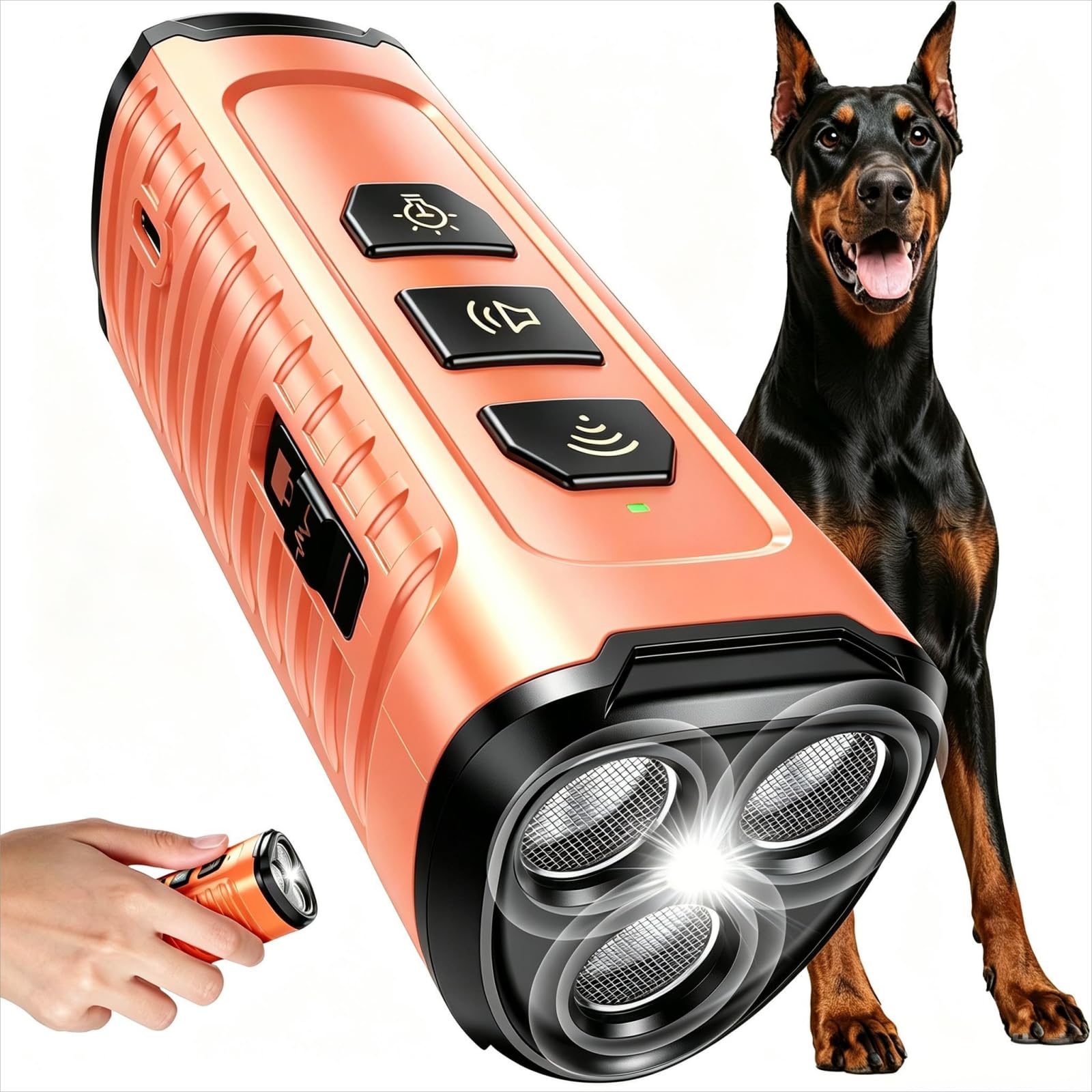 Cbersmg Dog Bark Deterrent Device 3X Anti Barking Device for Dogs, 5 Modes Stop Neighbors Dog Barks No More Safe for All Dogs 50FT Bark Control Indoor Outdoor with Flashlight,Dog Training Device