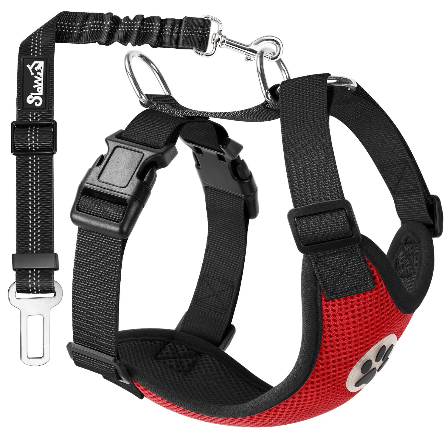 SlowTon Breathable Dog Car Harness and Seat Belt Tether
