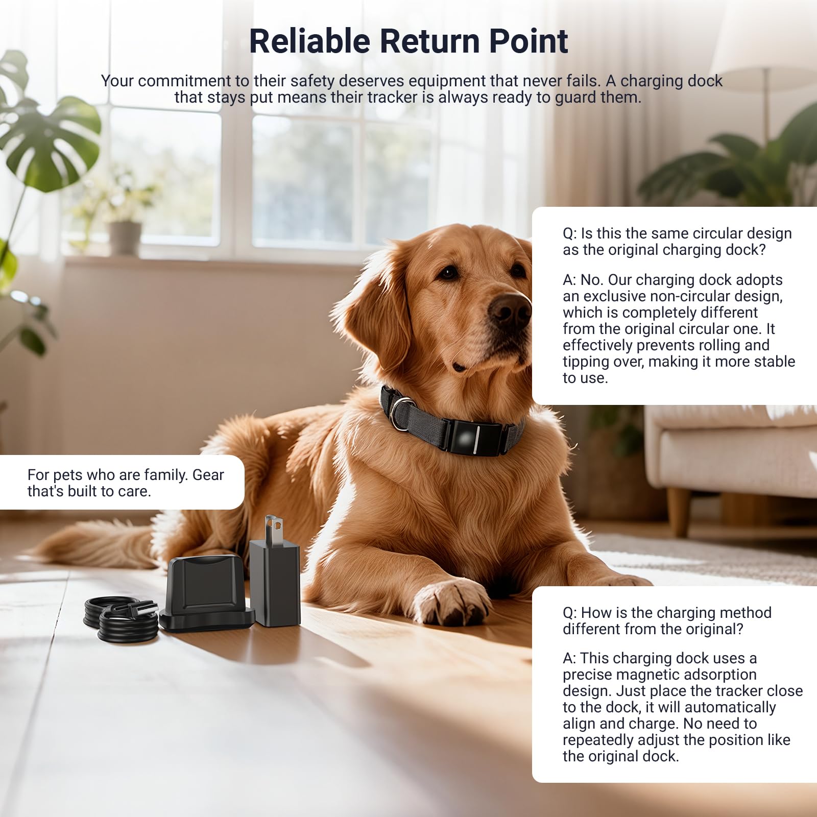 Charging Base for Dog Tracker - Compatible with Fi Series 3 GPS Tracker Smart Pet Collar Activity Monitor Replacement Magnetic Charger Station Adapter