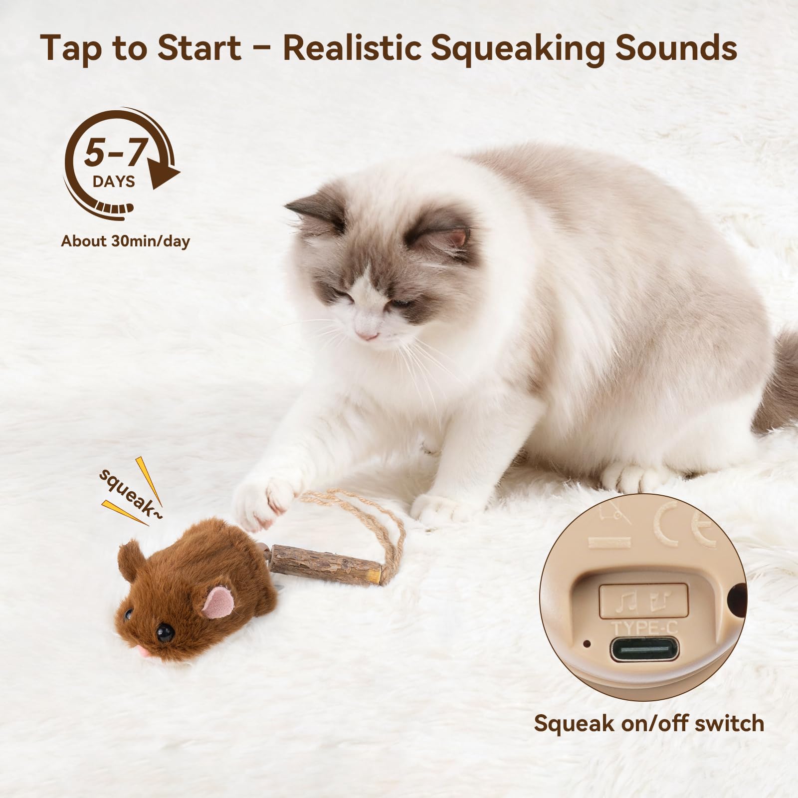Migipaws MigiMouse 360° Rolling Interactive Cat Toy
