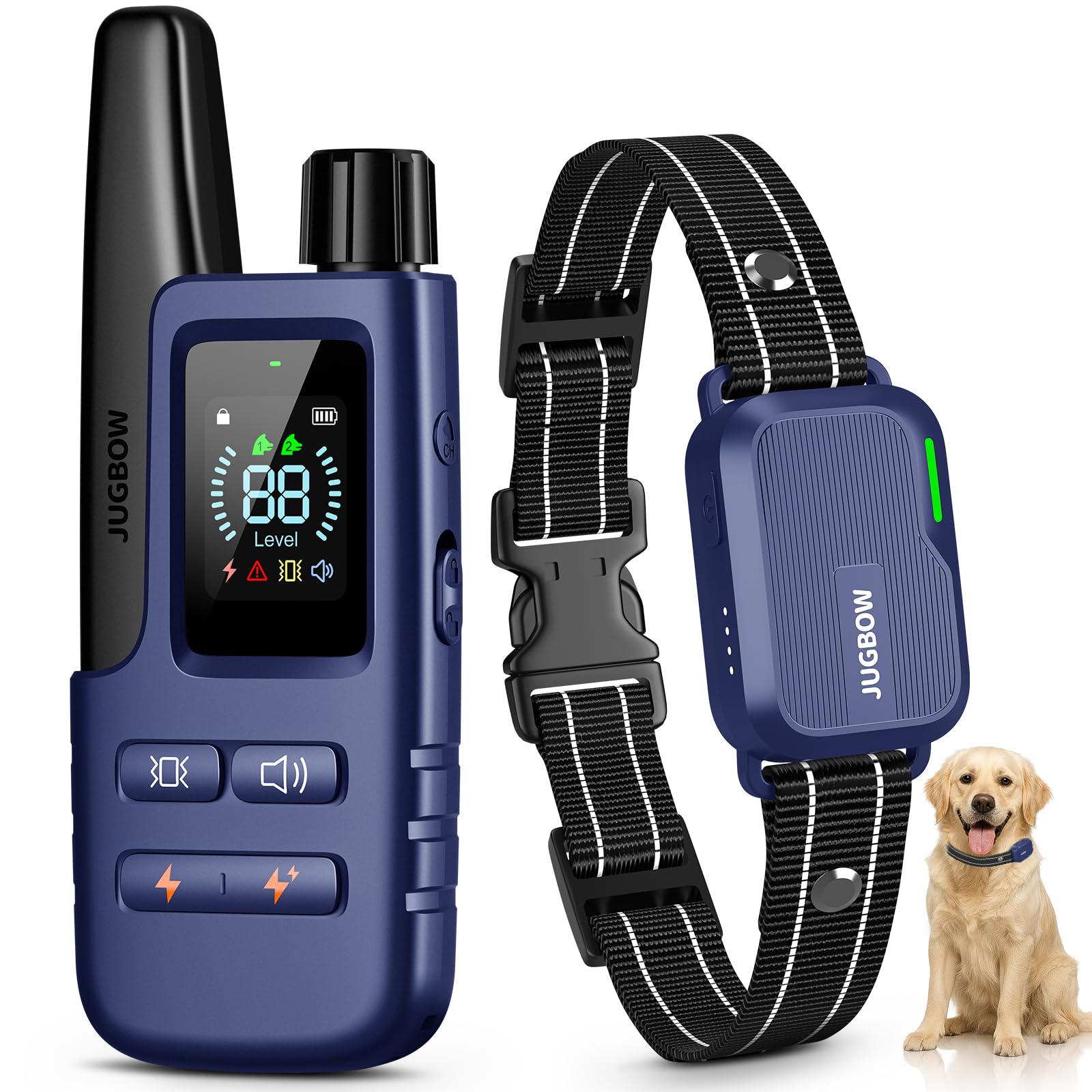 Jugbow Dog Shock Collar - 4500FT Dog Training Collar with Remote, IPX8 Waterproof Electric Dog Collar with 4 Training Modes, Security Lock, Rechargeable eCollar for 10-120lbs Small Medium Large Dogs