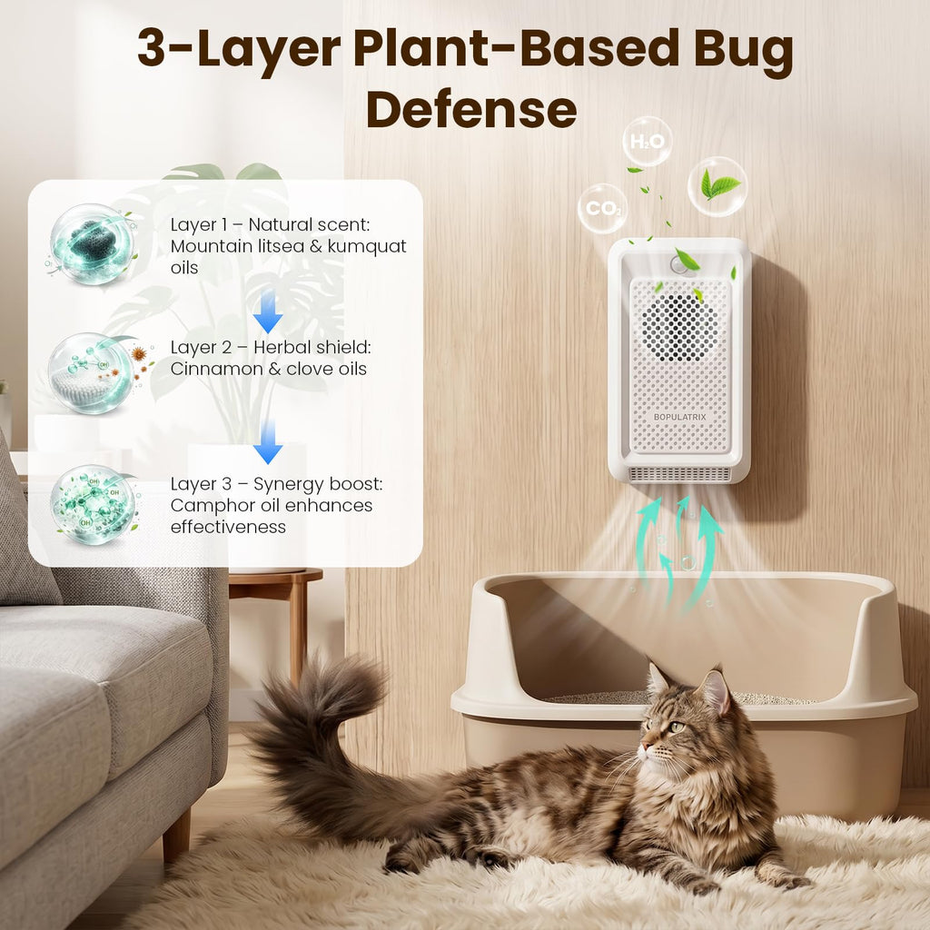 Bopulatrix Cat Litter Deodorizer with Motion Sensor, 2-in-1 Pet Odor Eliminator & Freshener, Rechargeable Litter Box Deodorizer with Advanced Pod, 30dB Quiet Odor Neutralizer