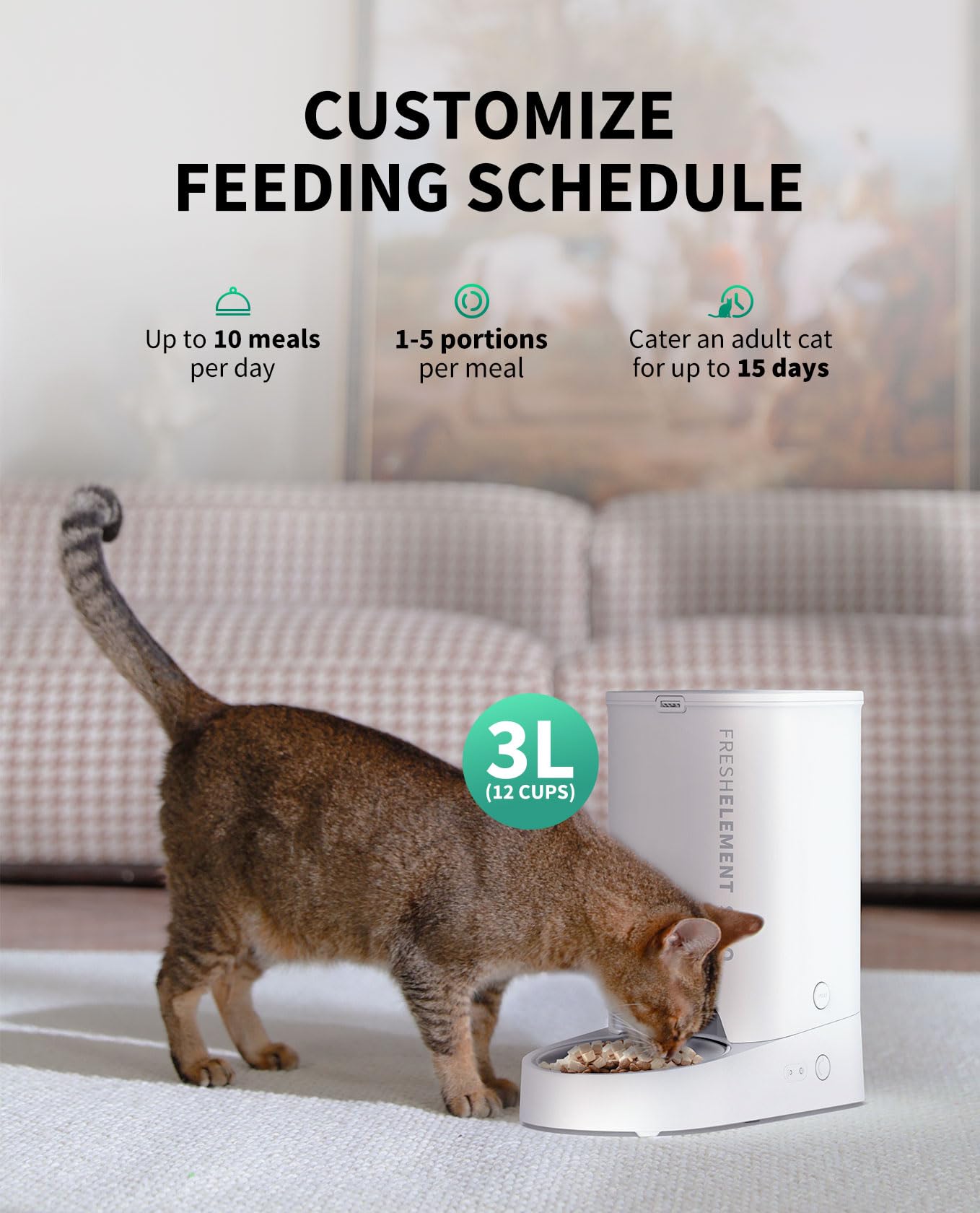 PETKIT Automatic Cat Feeder, 2.4G WiFi Automatic Dog Feeder, App Control Pet Food Dispenser with Triple Fresh-Lock System, Up to 10 Meals Per Day, Schedule Feeding, Food Shortage Alert