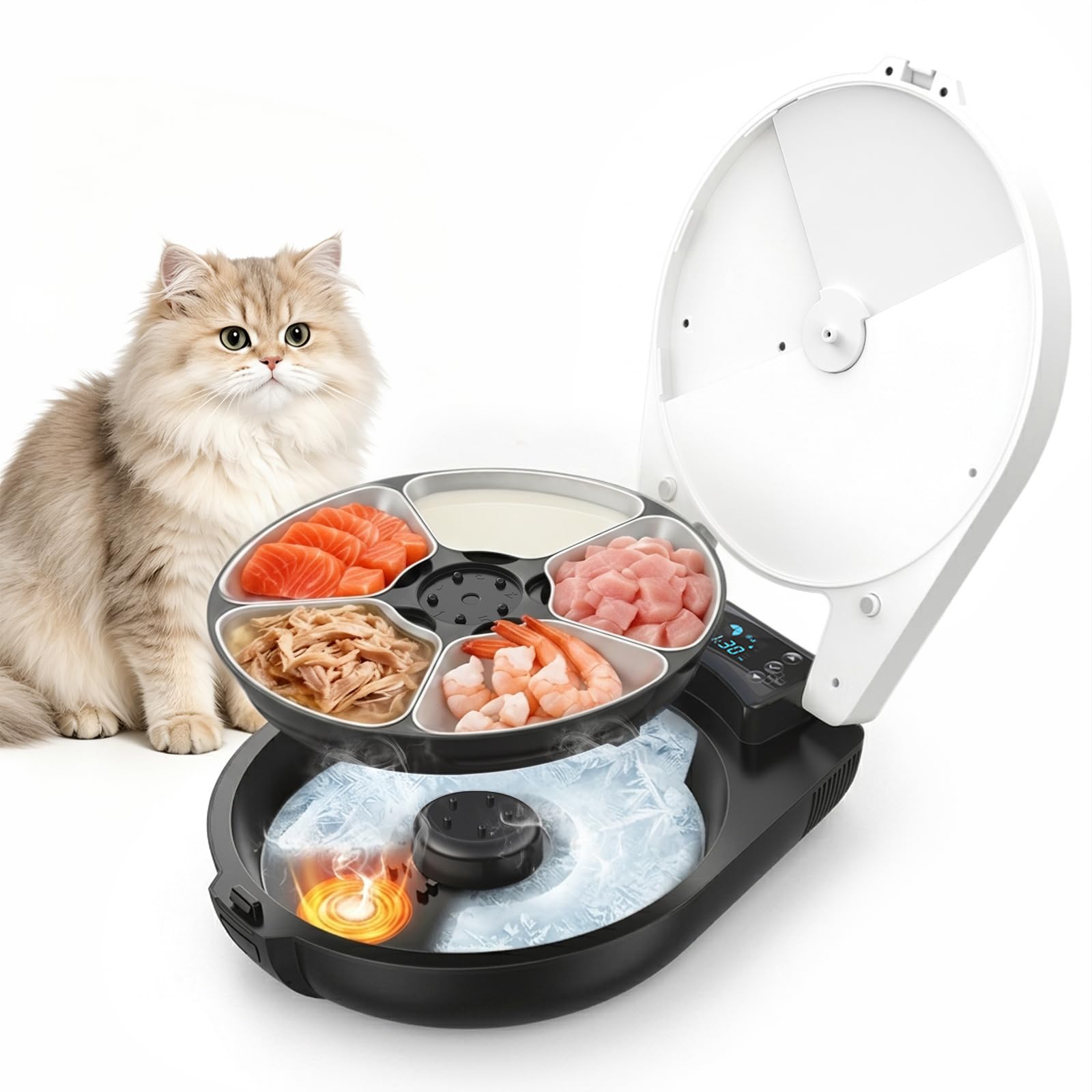 Refrigerated Auto Cat Feeder, 5 Freshness Meals
