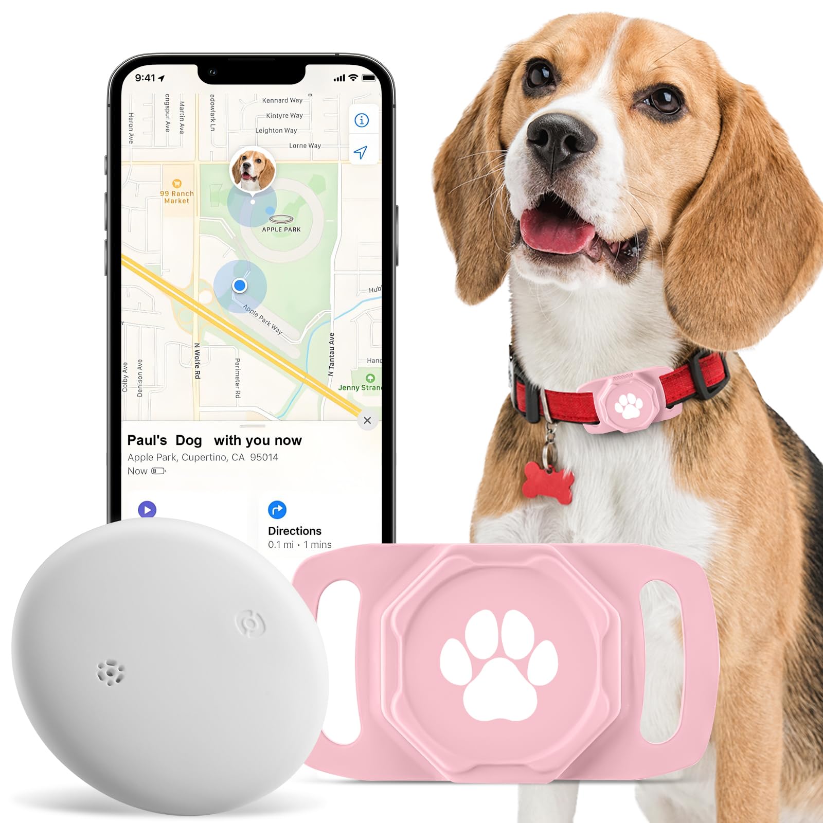 Smart Pet Tracker for Collar - Dog Trackers Pet Location Tracker with Holder
