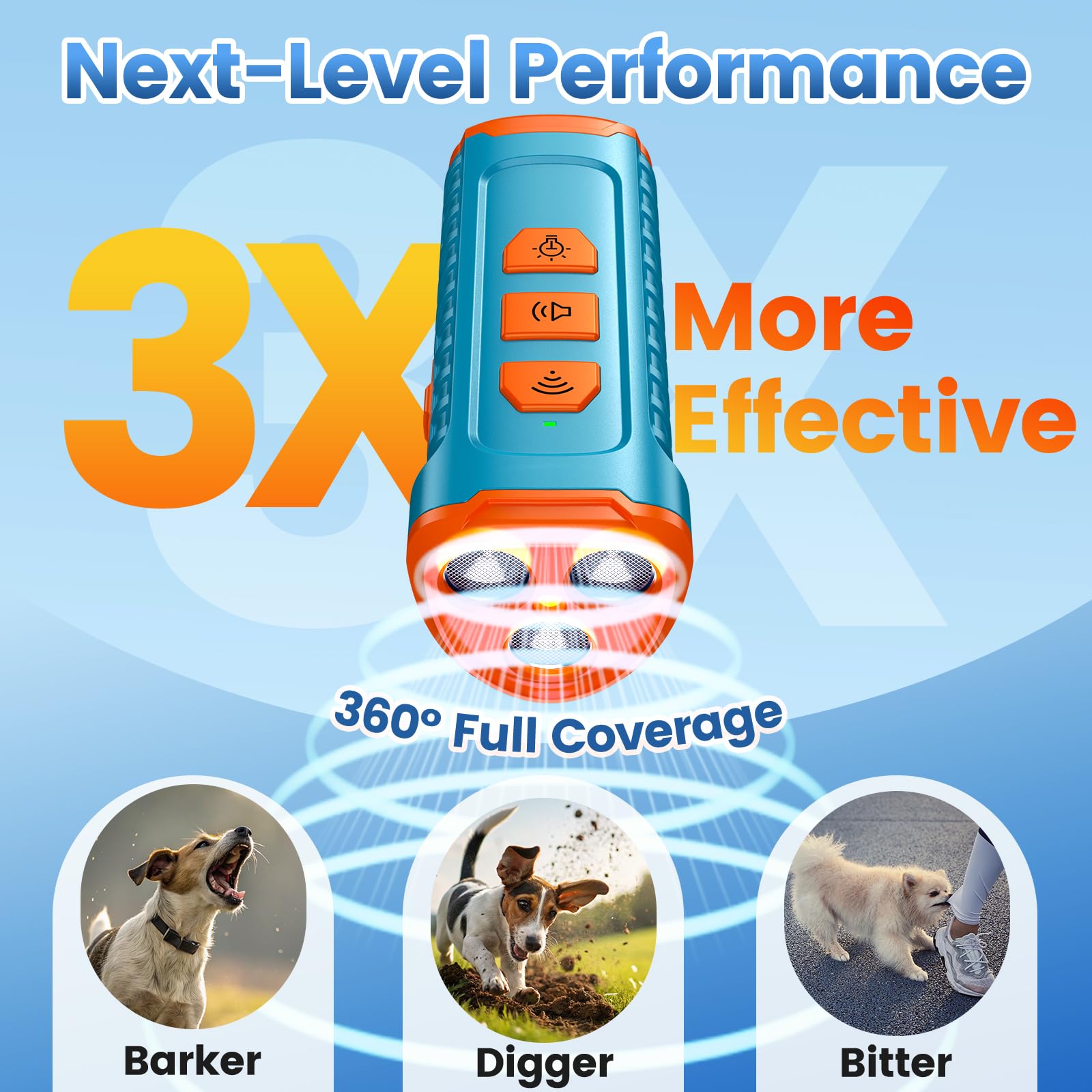 Cbersmg Dog Bark Deterrent Device 3X Anti Barking Device for Dogs, 5 Modes Stop Neighbors Dog Barks No More Safe for All Dogs 50FT Bark Control Indoor Outdoor with Flashlight,Dog Training Device