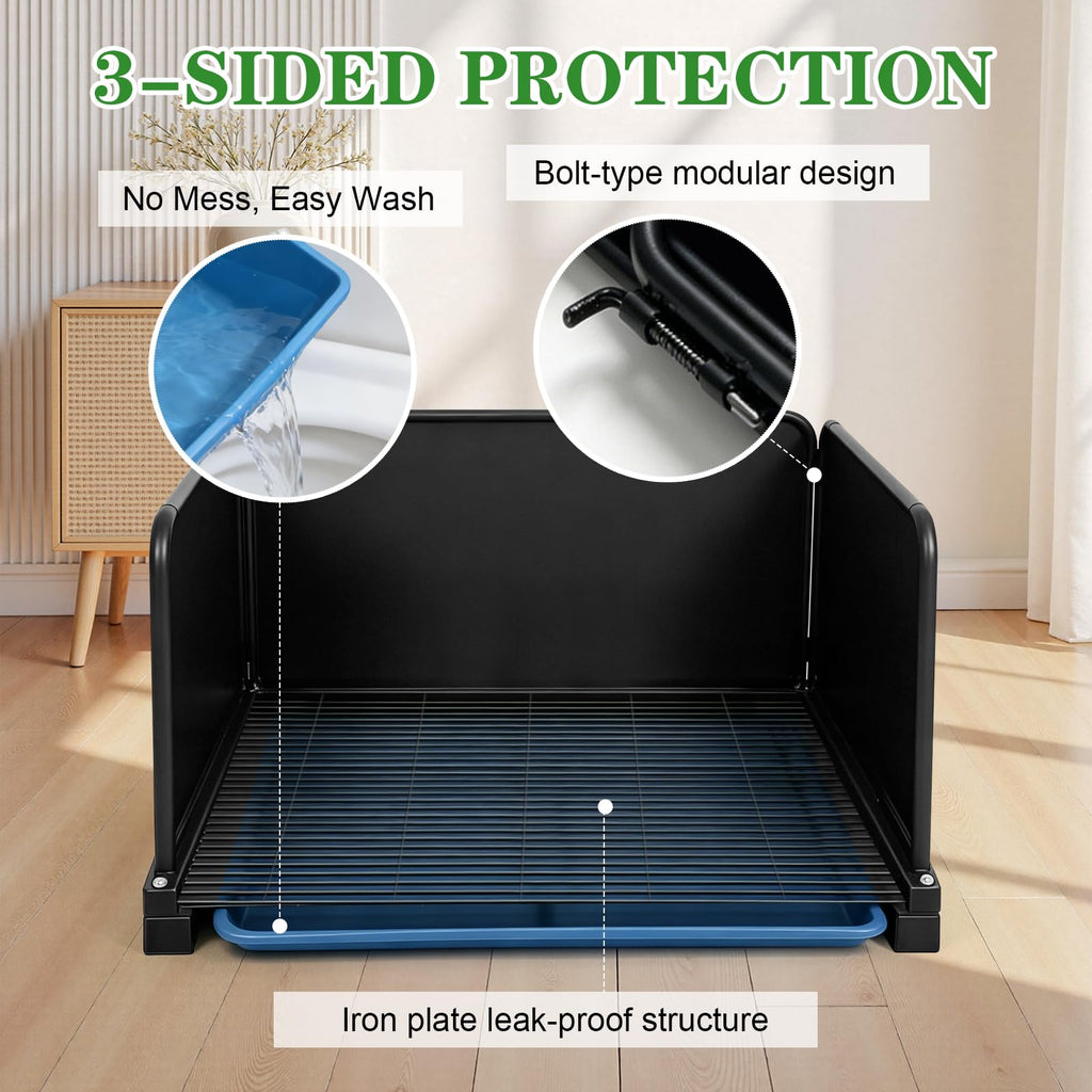 Waxgamo Portable Dog Potty with Tray & Splash Guard, Foldable Indoor Dog Litter Box with Artificial Grass, No Assembly Dog Potty Grass Pad for Male Dogs, Puppy & Small Pets, Easy Clean Dog Bathroom