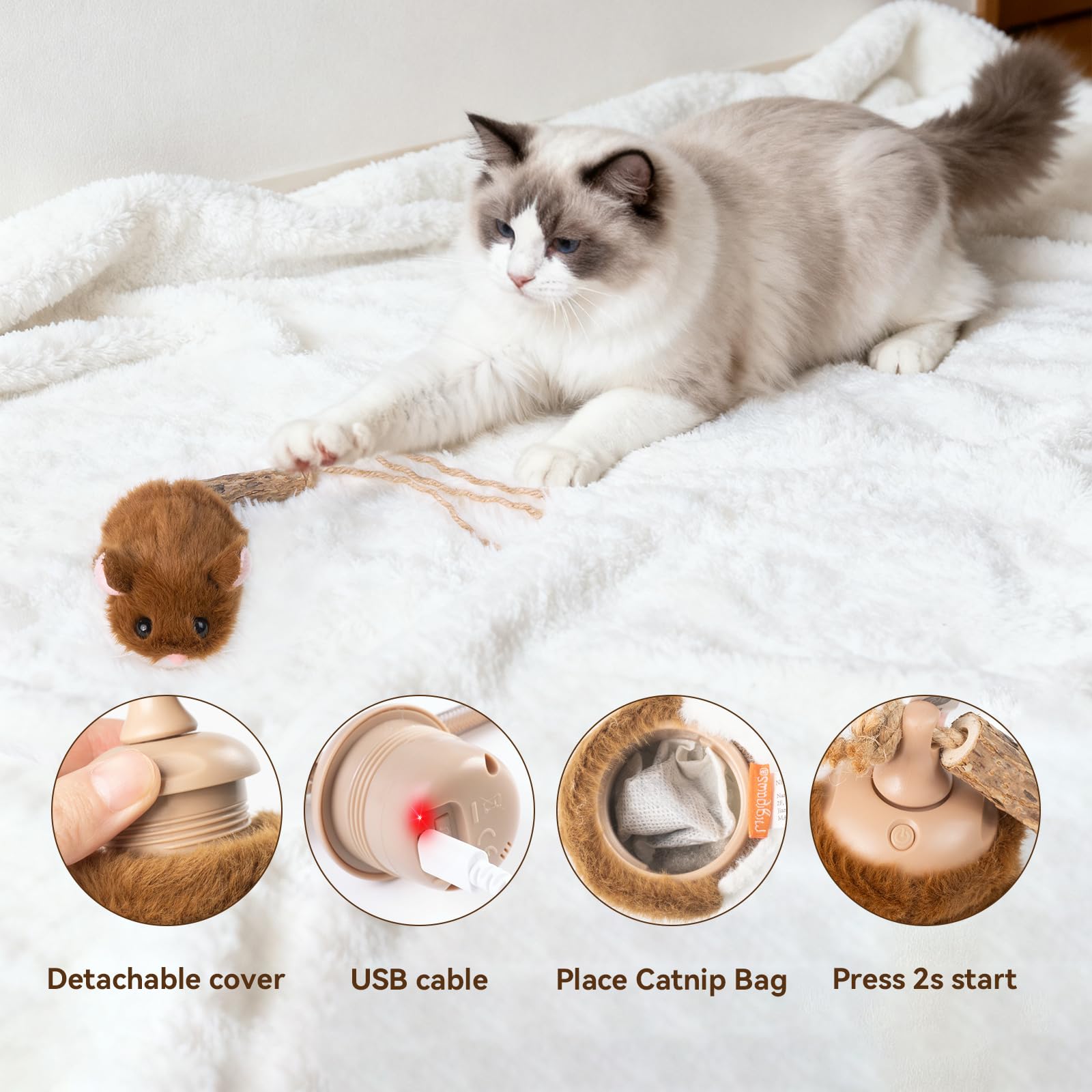 Migipaws MigiMouse 360° Rolling Interactive Cat Toy