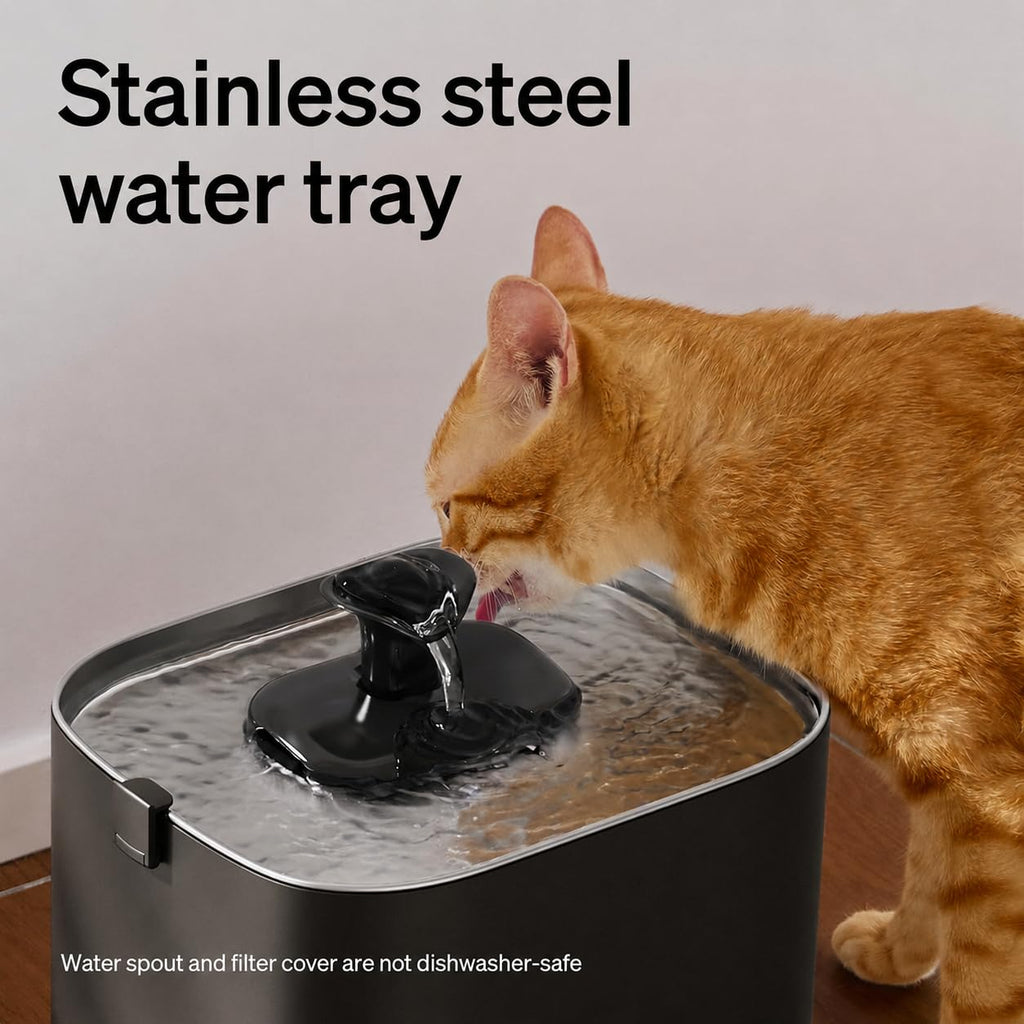 PETLIBRO Upgrade Cat Water Fountain Stainless Steel Tray, Dockstream 2 Cat Fountain Indoor, 3L/101oz Auto Cat Fountains for Drinking, App Monitoring Pet Water Fountain Dog, 5G WiFi Cat Water Dispenser
