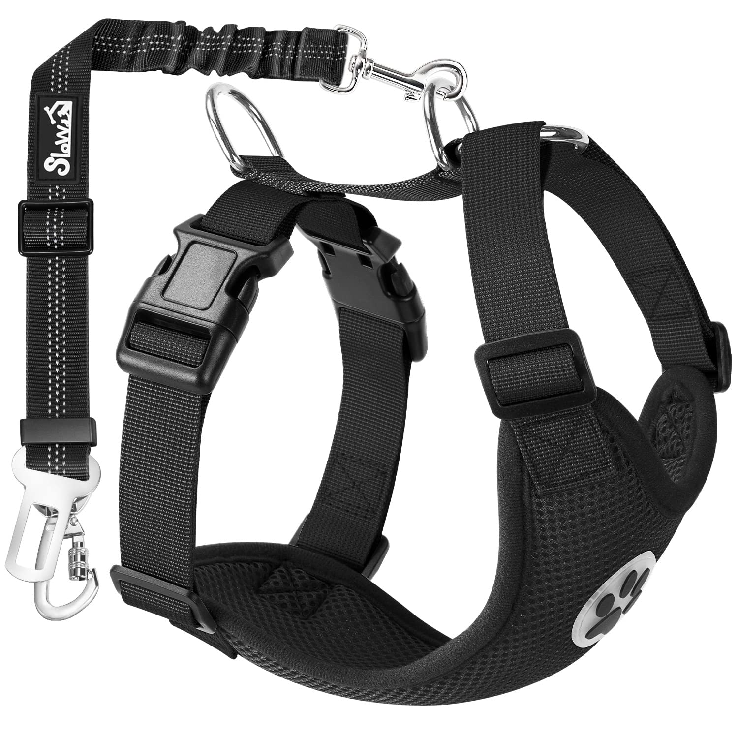 SlowTon Breathable Dog Car Harness and Seat Belt Tether