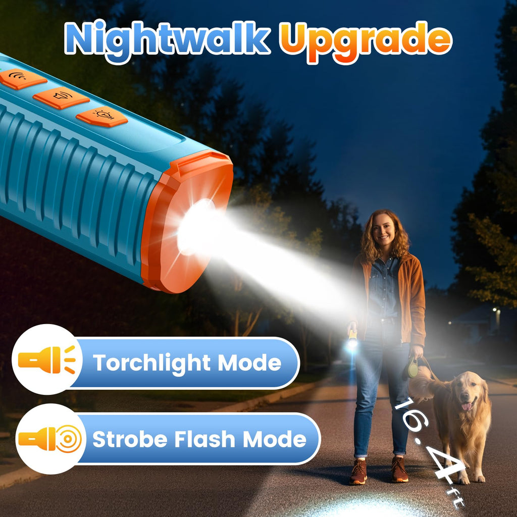 Cbersmg Dog Bark Deterrent Device 3X Anti Barking Device for Dogs, 5 Modes Stop Neighbors Dog Barks No More Safe for All Dogs 50FT Bark Control Indoor Outdoor with Flashlight,Dog Training Device