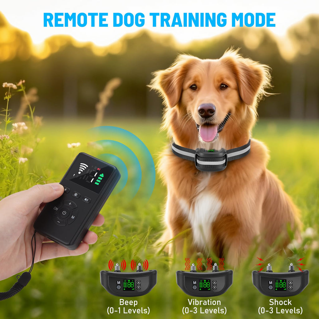 VOISTINO 2 in 1 GPS Wireless Dog Fence with Remote Training, Radius from 33 Yards to 1083 Yards, Electric Pet Containment Fence System, IPX6 Waterproof, Beep Vibration Shock, for Dogs 18+ Lbs