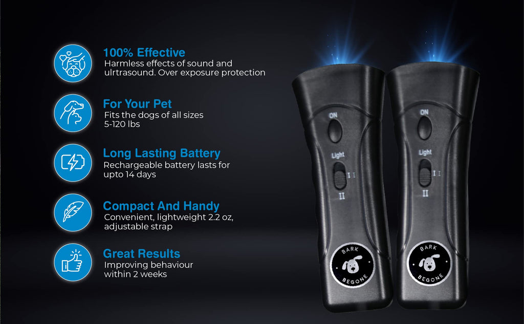 Bark Begone Ultrasonic Dog Bark Deterrent & Behavior Corrector - Stop Barking, Jumping, Aggression Without Yelling
