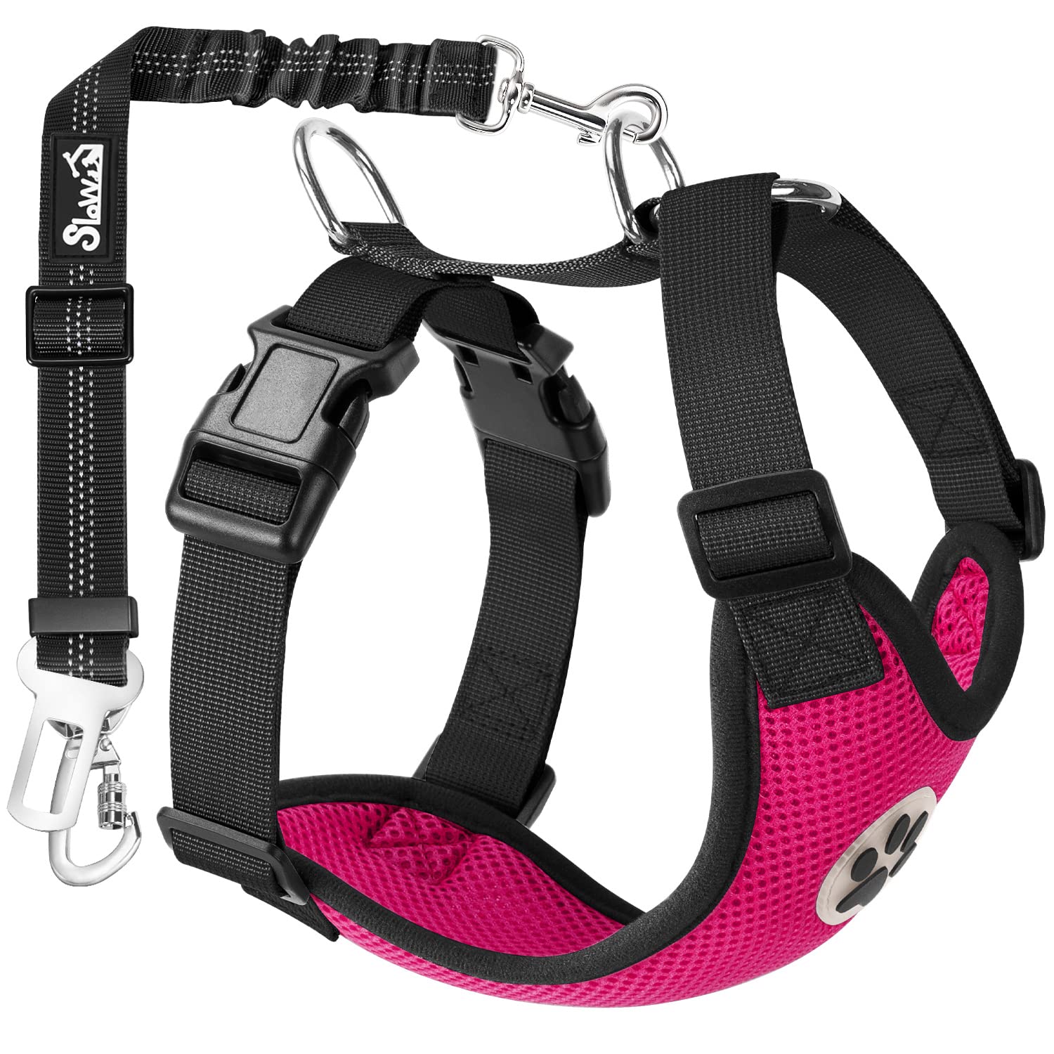 SlowTon Breathable Dog Car Harness and Seat Belt Tether