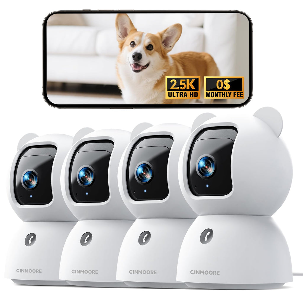 CINMOORE Security Camera Indoor, Non-Subscription AI Person/Pet/Cry Detection