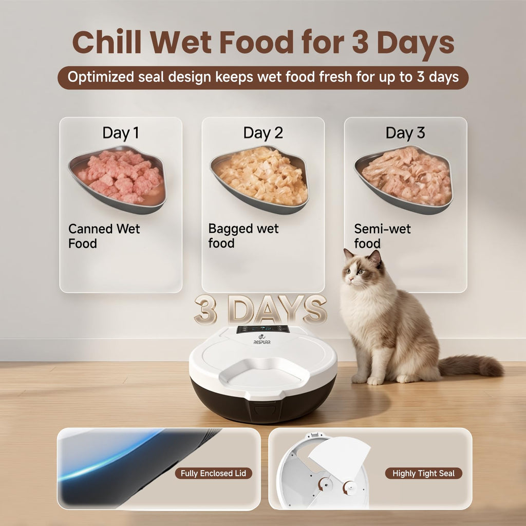 Refrigerated Auto Cat Feeder, 5 Freshness Meals