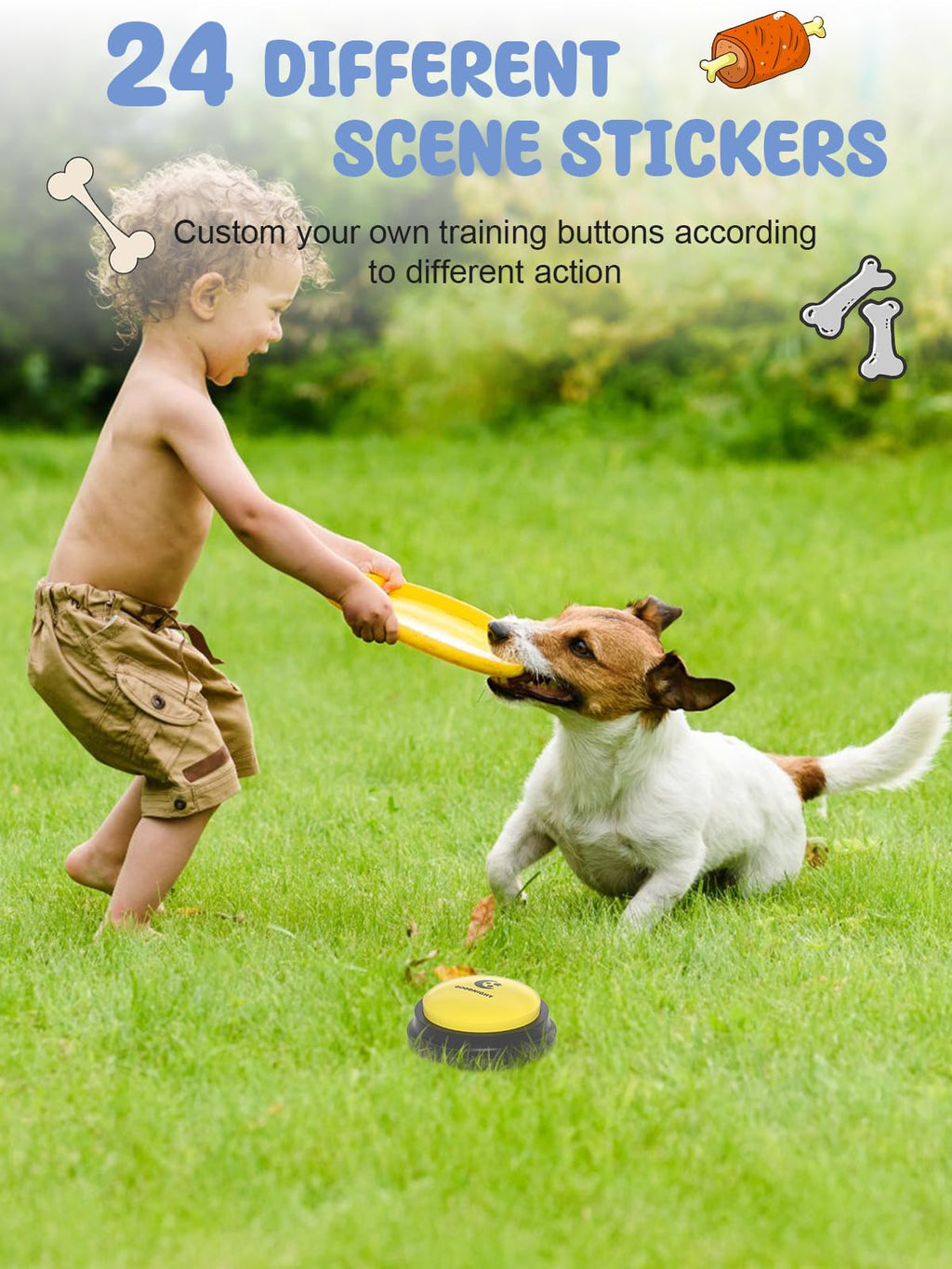 Acools Dog Communication Buttons with 30s Voice Recording, Waterproof Anti-Slip Mat & Scene Stickers