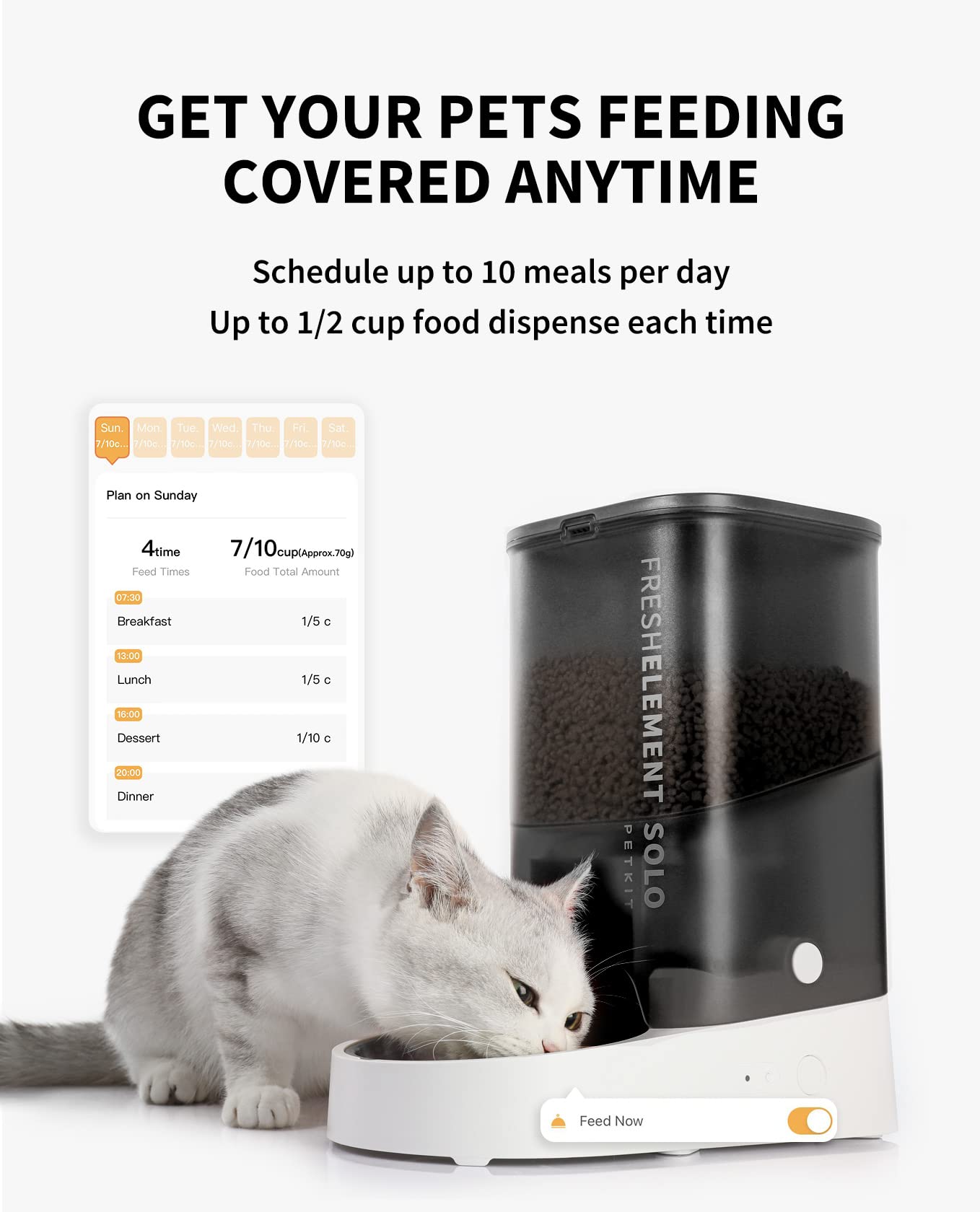 PETKIT Automatic Cat Feeder, 2.4G WiFi Automatic Dog Feeder, App Control Pet Food Dispenser with Triple Fresh-Lock System, Up to 10 Meals Per Day, Schedule Feeding, Food Shortage Alert